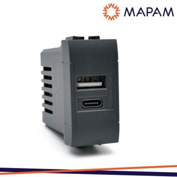 Presa USB 2.4A A+C T1-Art 833N Nero