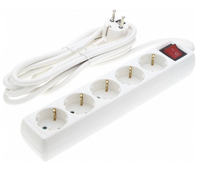POWER STRIP 5-SOCKETS+SWITCH 3G1.5mm-3M, 16A, 23